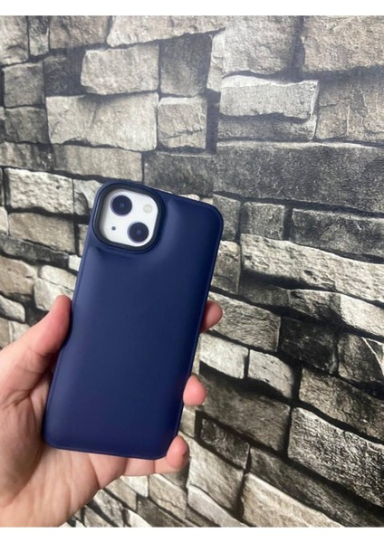 iPhone 13 Puffer Şişme Kılıf Iç Kısmı Kadifeli Kapak Lacivert