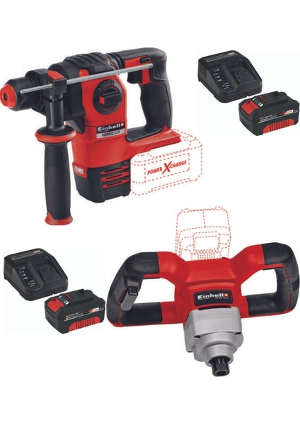 Herocco 18V Kırıcı Delici Te-Mx 18 Li Karıştırıcı 2x4.0 Akülü Set