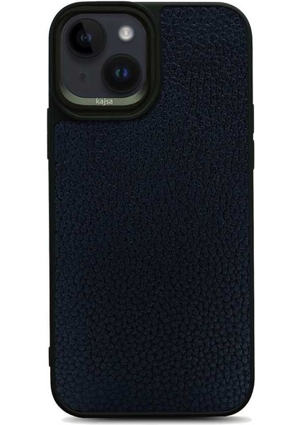 Apple iPhone 14 Plus Kılıf Soft Deri Metal Kamera Çerçeveli ​kajsa Litchi Kapak