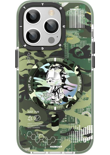 Apple iPhone 14 Pro Max Kılıf Magsafe Şarj Özellikli Youngkit Kamuflaj Serisi Kapak