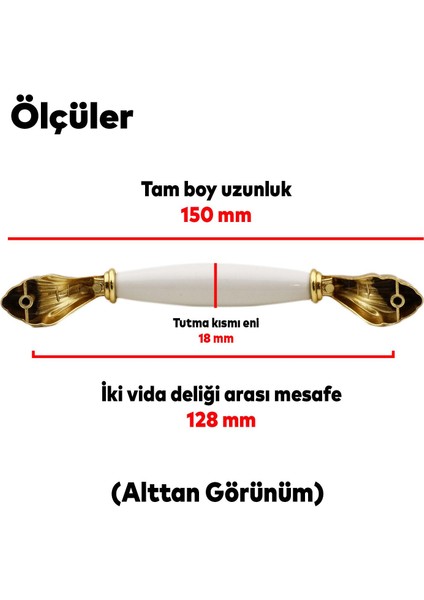Elpedroso Lüks Porselen Mobilya Çekmece Dolap Kapak Kulpu Kulbu 128 mm Beyaz Gold modelleri