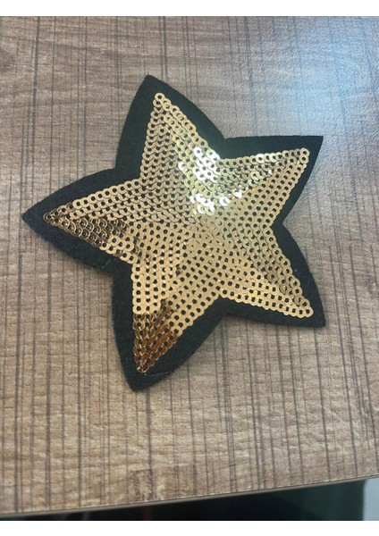 8x8 cm Ütü Ile Yapışan Pul Payetli Altın Sarısı Yıldız Aplike Arma Yama Aksesuar