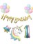 Unicorn Balonlu Kaligrafi Happy Bırthday 1 Yaş Balon Set 1