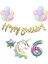 Unicorn Balonlu Kaligrafi Happy Bırthday 6 Yaş Balon Set 1