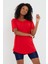 Tarz Cool Women Kırmızı Pis Yaka Salaş T-SHIRT-XKTCPS001R24S 2