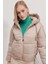 Kadın Vizon Kapüşonlu Bel Büzgülü Şişme Mont HZL22W-BD151171 3