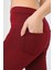 Gabardin Kumaş Yüksek Bel Pantolon (Bordo) 2