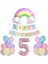 5 Yaş Gülen Gökkuşağı Pembe Rakam Folyo Balon Set 1