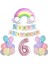 6 Yaş Gülen Gökkuşağı Pembe Rakam Folyo Balon Set 1