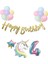 Unicorn Balonlu Kaligrafi Happy Bırthday 4 Yaş Balon Set 1