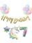 Unicorn Balonlu Kaligrafi Happy Bırthday 7 Yaş Balon Set 1