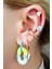 Tekli Ithal Pembe Mineli Çiçekli Gümüş Piercing Küpe 2