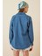 Kadın Mavi Çift Cepli Basic Jean Çıtçıtlı Kot Gömlek HZL22S-BD139971 4