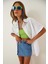 Kadın Beyaz Oversize Uzun Kısa Kollu Basic Poplin Gömlek HZL22S-BD1201201 1