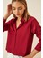 Kadın Bordo Hafif Dökümlü Saten Yüzeyli Gömlek HZL22W-BD139641 5