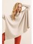 Kadın Krem Oversize Yırtmaçlı Panço Triko Kazak HZL23W-BD1100761 1