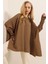 Kadın Sütlü Kahve Oversize Yırtmaçlı Panço Triko Kazak HZL23W-BD1100761 3