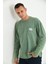 Erkek Yeşil Special Baskı Asit Yıkamalı Cep Detay Uzun Kol T-Shirt 2