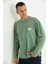 Erkek Yeşil Special Baskı Asit Yıkamalı Cep Detay Uzun Kol T-Shirt 5
