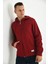 Bordo Kapüşonlu ve Kanguru Cep Detaylı Sweatshirt 1