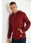Bordo Kapüşonlu ve Kanguru Cep Detaylı Sweatshirt 3