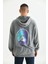 Antrasit Erkek Kapüşonlu Ocean Baskı Detay Sweatshirt 3