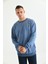 Erkek Mavi Asit Yıkama Sırt Baskı Detaylı Sweatshirtt 1