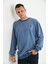 Erkek Mavi Asit Yıkama Sırt Baskı Detaylı Sweatshirtt 2