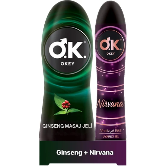 Okey Ginseng Masaj Jeli 200 Ml +Okey Nirvana Uyarıcı Jel 100ml