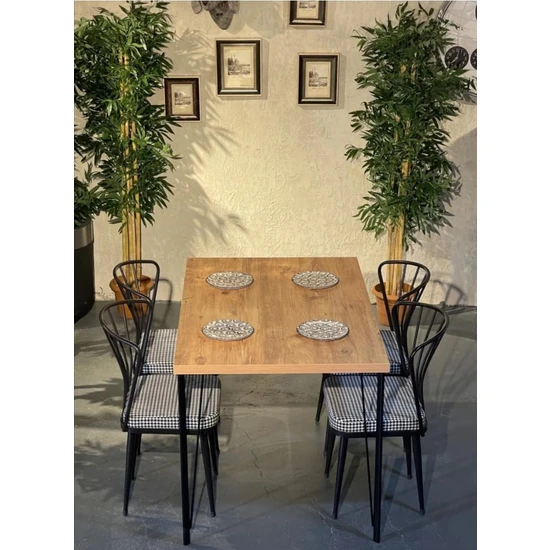 Pomashki 60X120 Yemek Masası,Mutfak,Salon Masa Takımı 4 Adet Güneş Sandalye