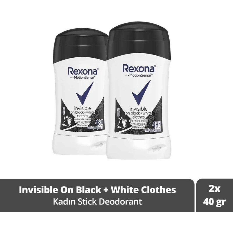 Rexona Kadın Stick Deodorant Invisible On Black + White Clothes 40 G X2 48 Saat Koruma