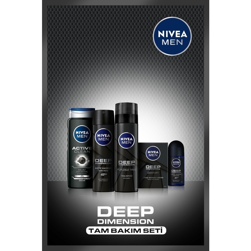 Nivea Men Deep Dimension Damat Çeyiz Erkek Bakım Seti Duş Jeli,tıraş Seti ve Deodorant 150ML