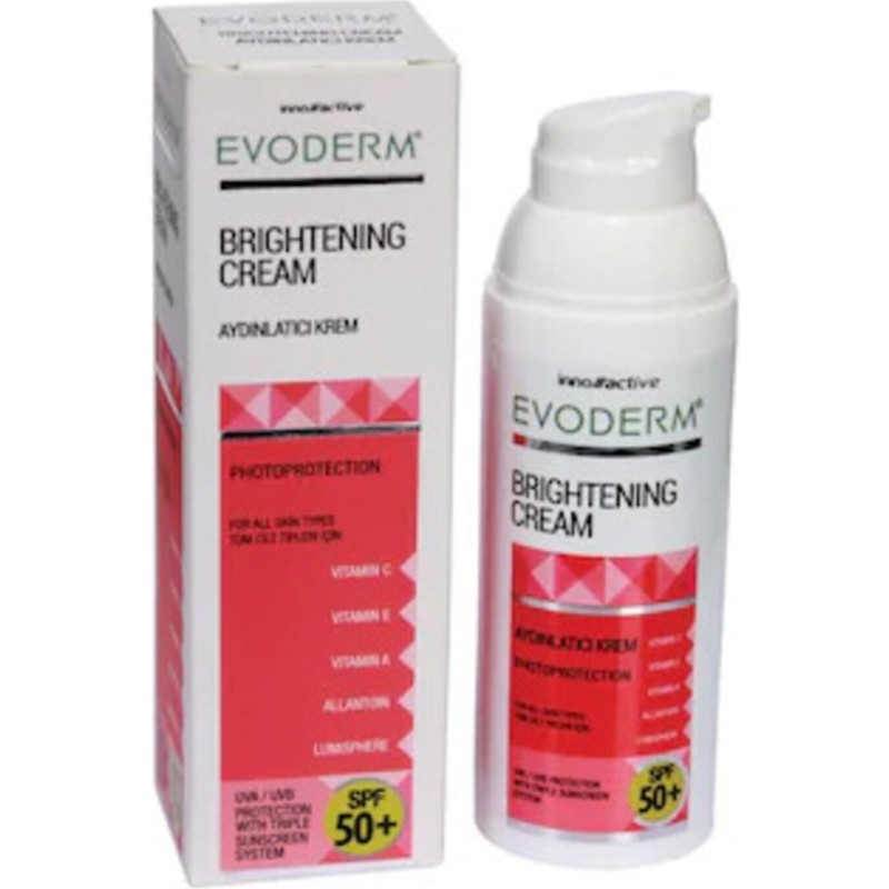 Evoderm Ten Renkli Aydınlatıcı Leke Kremi 50 ml SPF 50 Etkili Cilt Aydınlatma