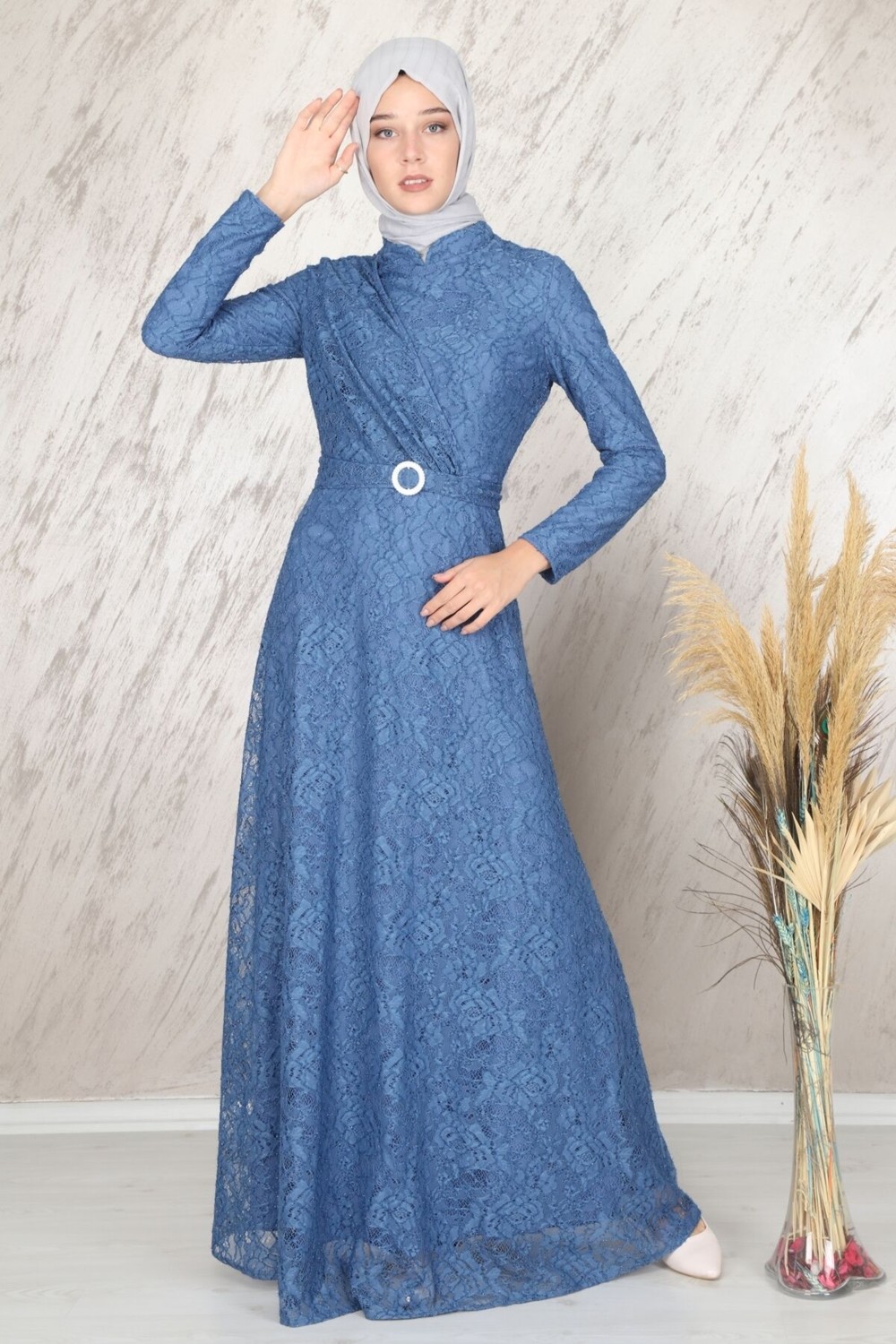 Moda Çizgi Ahunisa Tanem Abiye Indigo 6525 görsel 2