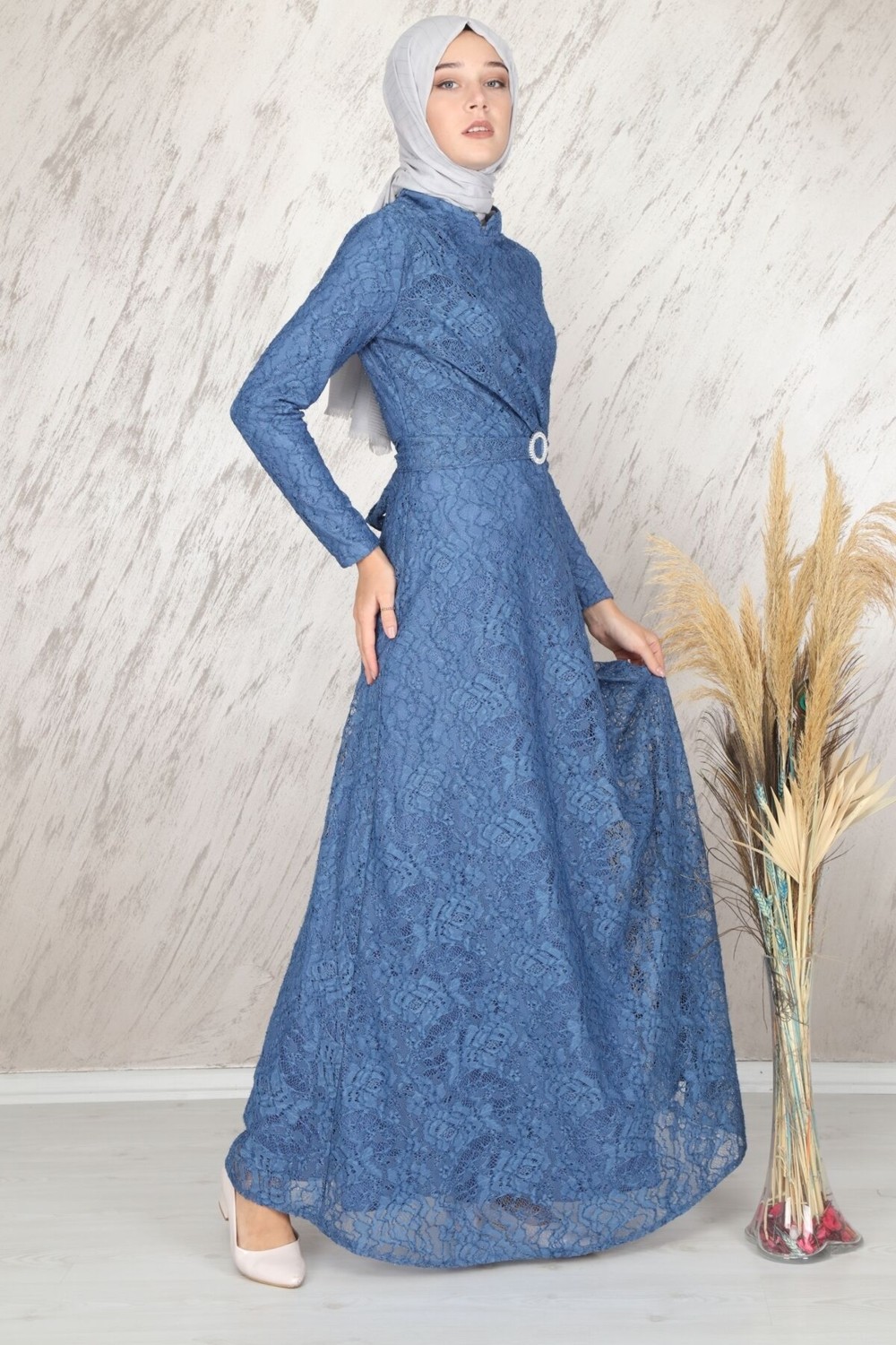 Moda Çizgi Ahunisa Tanem Abiye Indigo 6525 görsel 3