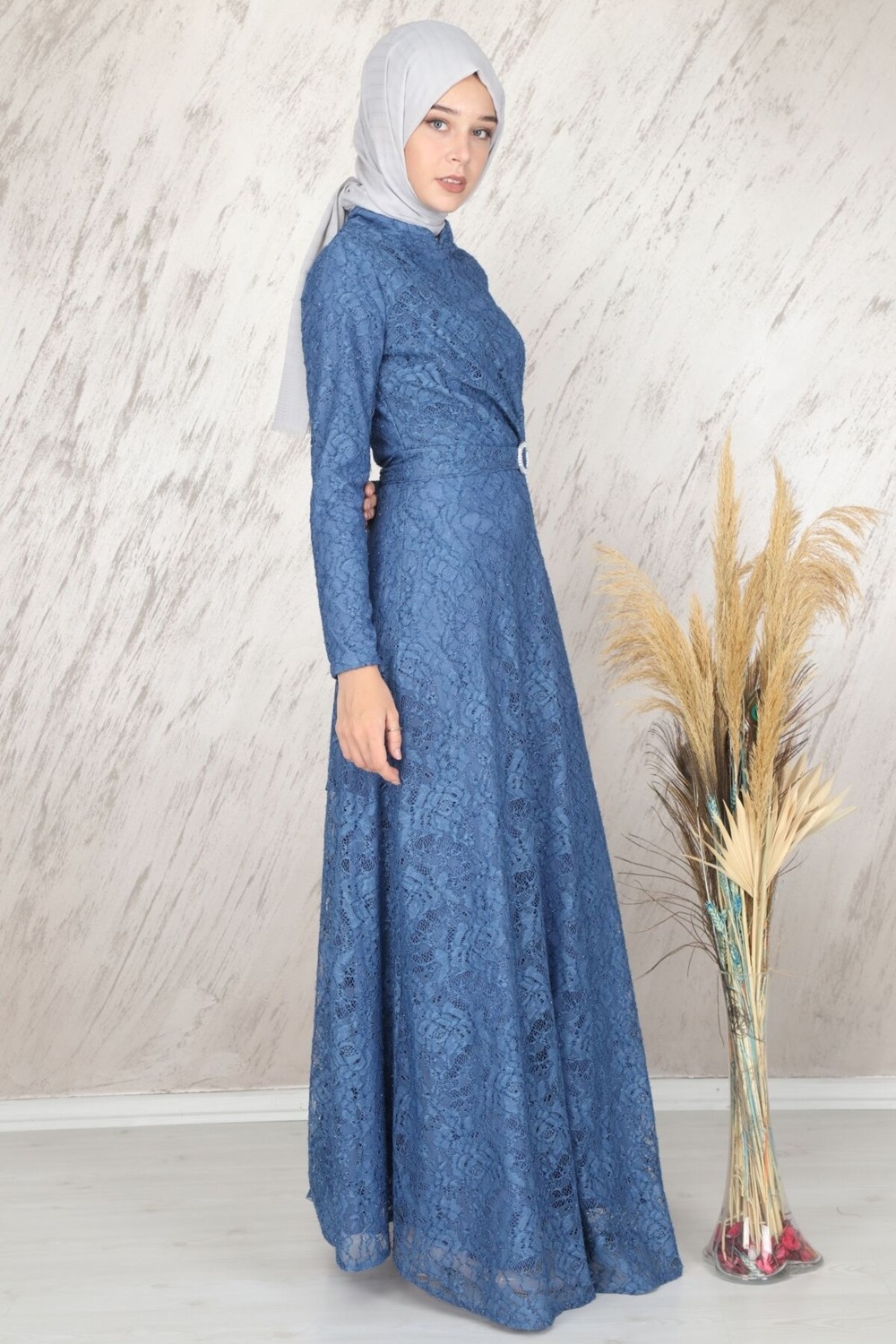 Moda Çizgi Ahunisa Tanem Abiye Indigo 6525 görsel 4