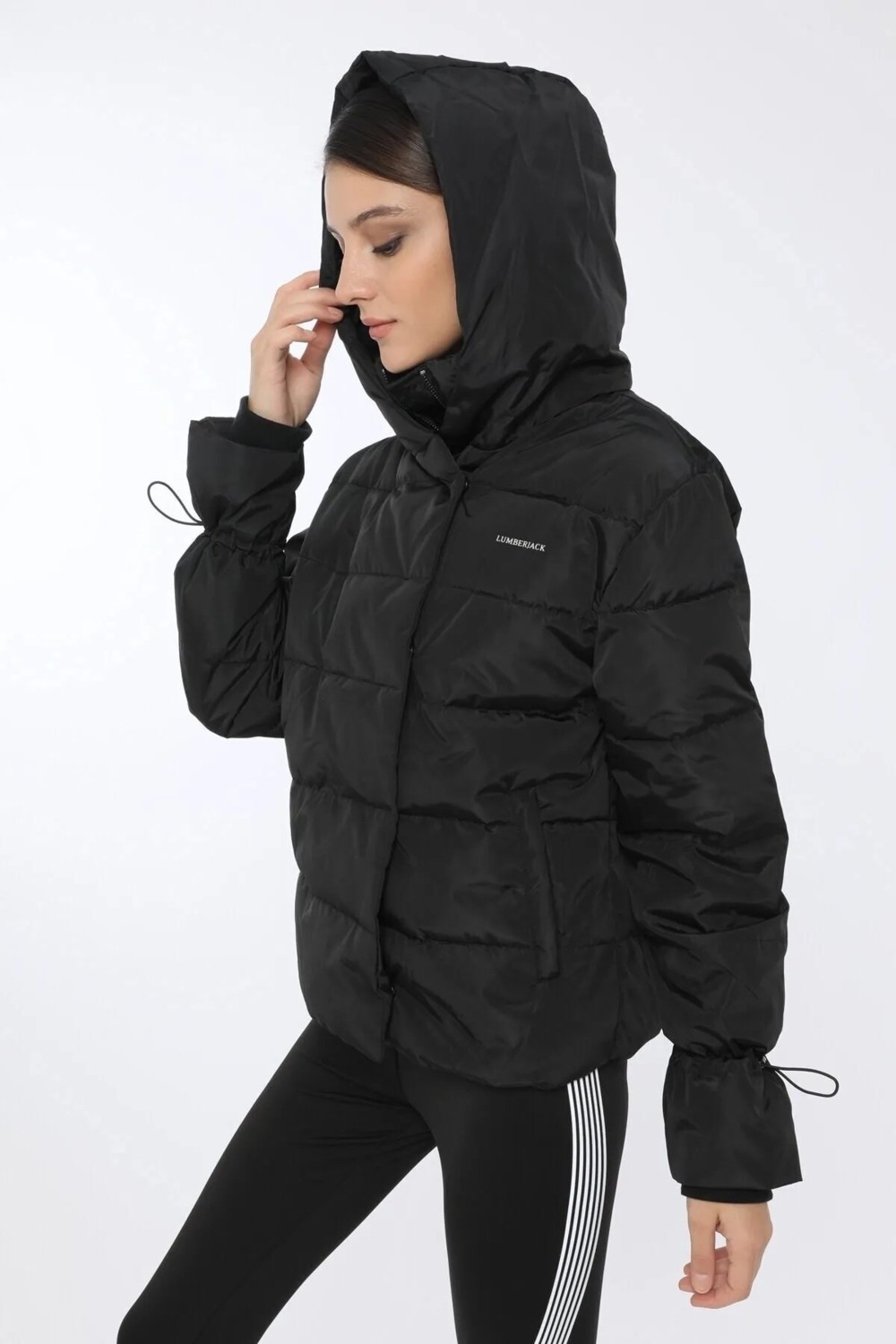 Lumberjack Karina Coat Short Kadın Şişme Mont Siyah V4 görsel 4