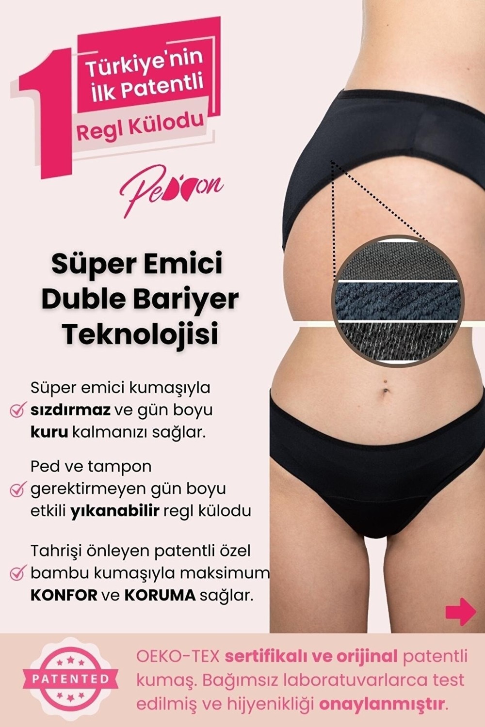 Peddon Süper Emici Ultra Hijyenik Jenny Regl Külodu Gece Gündüz Gün Boyu Etkili Sızdırmaz Adet Külodu görsel 3