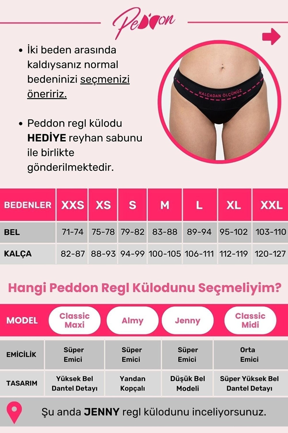 Peddon Süper Emici Ultra Hijyenik Jenny Regl Külodu Gece Gündüz Gün Boyu Etkili Sızdırmaz Adet Külodu görsel 4