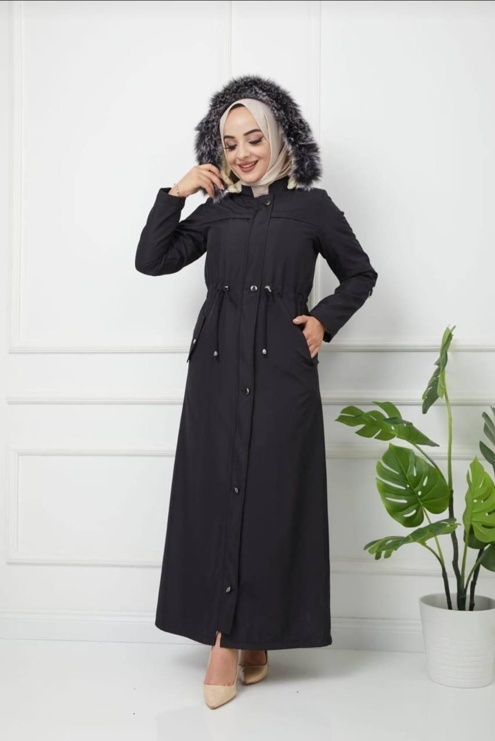 Rabia Store Tam Boy Suya Dayanıklı Içi Kürklü Mont