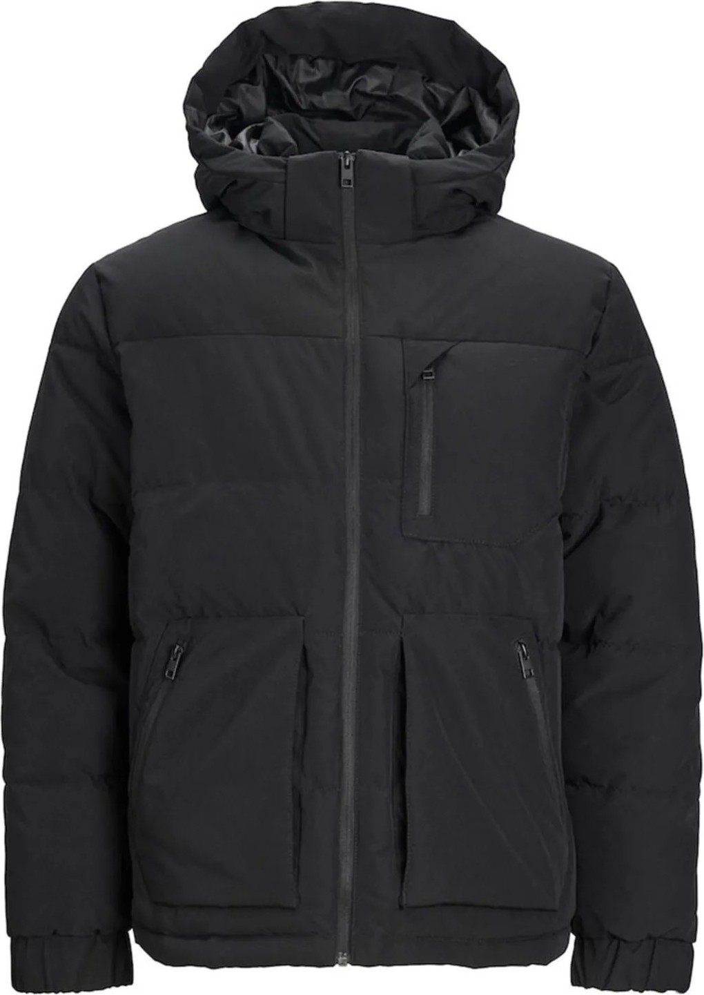 Jack & Jones Jcootto Puffer Erkek Siyah Jacket Mont 100% Polyester Uzun Kol Ayarlanabilir Kapüşon görsel 4