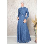 Moda Çizgi Ahunisa Tanem Abiye Indigo 6525