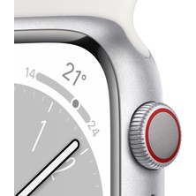 Apple Watch Series 8 Gps + Cellular 45MM Silver Aluminium Case With White Sport Band - Regular MP4J3TU/A