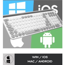 EKW-28 2.4G+Bluetooth BT1+BT2 Çoklu Cihaz Bağlantılı Ulta İnce Q (Mac-Wın-Ios-Android) Kablosuz Klavye