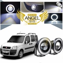 STS Oto Aksesuar Fiat Doblo D1 Uyumlu, Universal Mercekli LED Angel Sis Farı, 76MM Beyaz Renk
