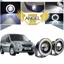 STS Oto Aksesuar Ford Transit Connect Uyumlu, Universal Mercekli LED Angel Sis Farı, 76MM Beyaz Renk