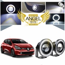 STS Oto Aksesuar Renault Clio 4 Uyumlu, Universal Mercekli LED Angel Sis Farı, 76MM Beyaz Renk