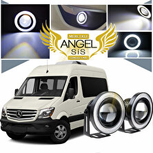 STS Oto Aksesuar Mercedes - Benz Sprinter Uyumlu, Universal Mercekli LED Angel Sis Farı, 76MM Beyaz Renk