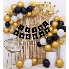 Öfn Aksesuar Kral Taçlı Balon Zinciri Doğum Günü Seti