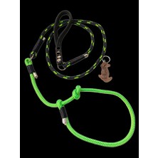 Balkonda Köpek gezdirme kayışı boyun tasmalı küçük ve orta ırk halat yeşil siyah kalınlık:8mm uzunluk:120cm tasma: standart ayarlamalı dog leash TB5-15